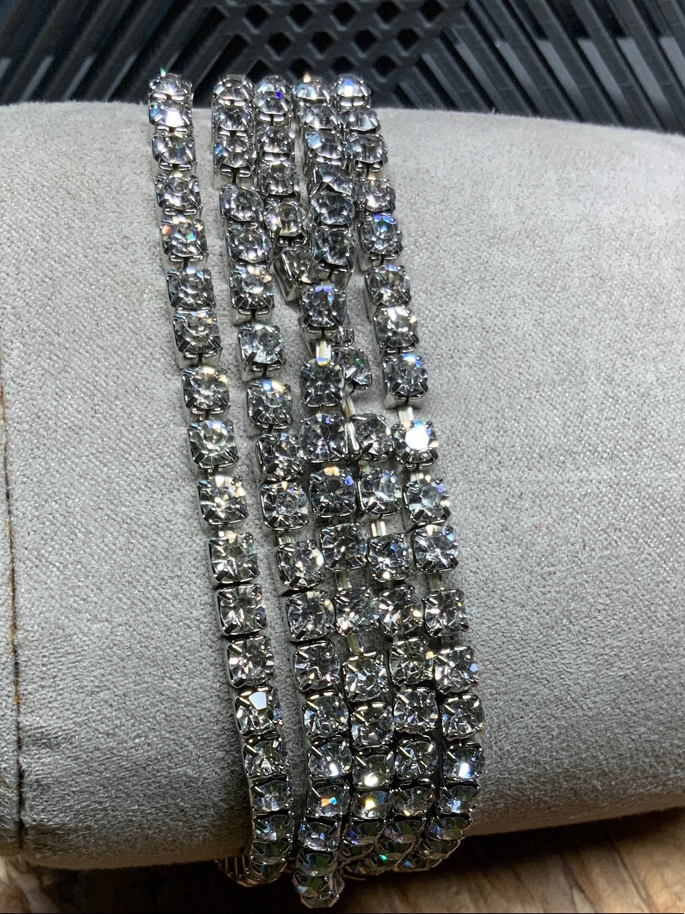 Cache Silver Tone Crystal Stretch Tennis Bracelet Set